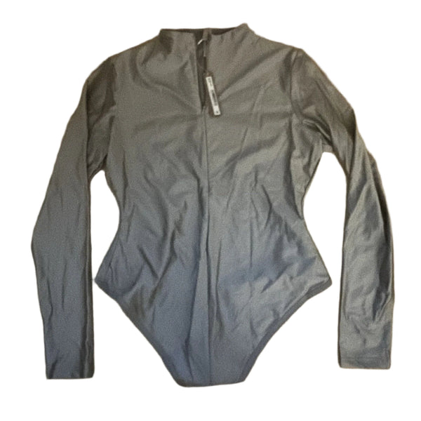 NWT Skims Women's Disco Mock Neck Long Sleeve Bodysuit – Silver – XL