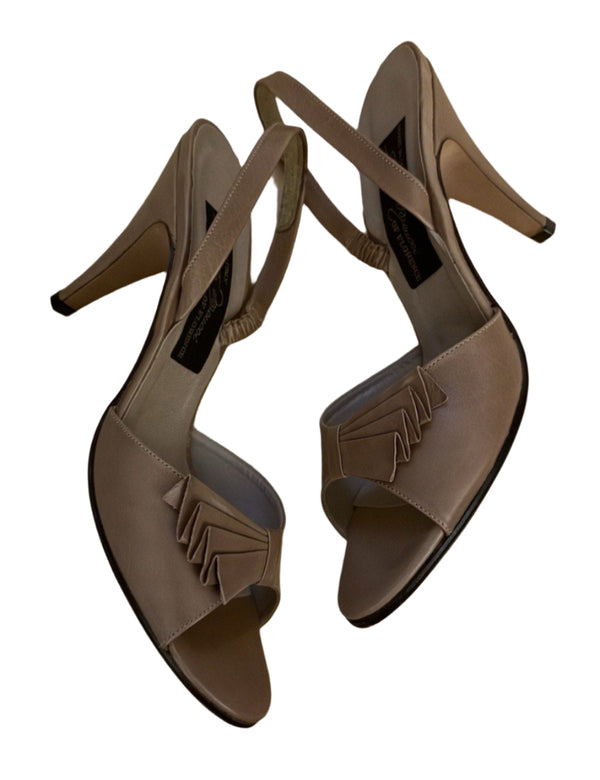 VTG NIB Sesto Meucci Beige Leather Slingback Ankle Strap Heels – Size 7N