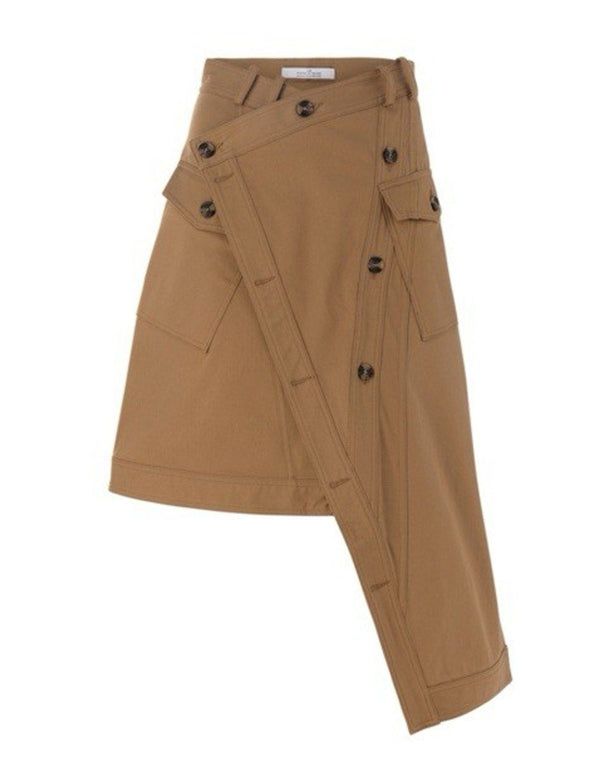 Rohk Women's Utility Asymmetrical Mini Skirt – Khaki Tan – Size 0 / 32