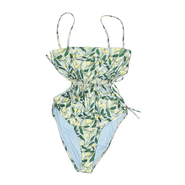 Aqua Bendita Women's Celestial Gardenia One-Piece Swimsuit Blue Floral Size Medium