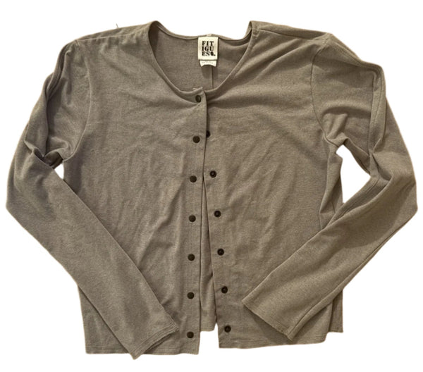 Fitigues Women's Snap Cardigan Crewneck Sweater – Grey, Size Medium