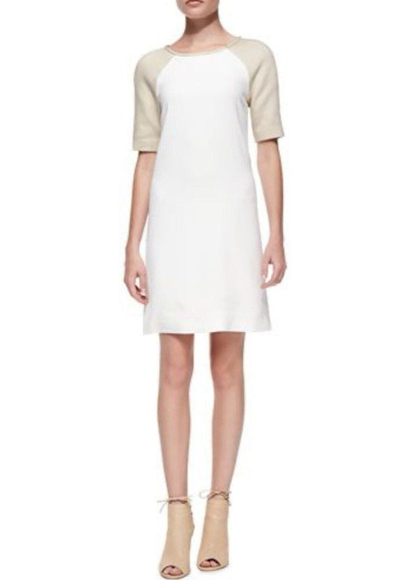 Karolina Zmarlak Women's Crepe Knee-Length Dress, White Cream, Short Sleeve, Size 2