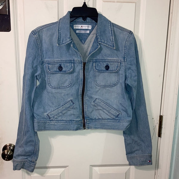 VTG Tommy Hilfiger Jeans utility Denim Cropped Jean Jacket blue M/L