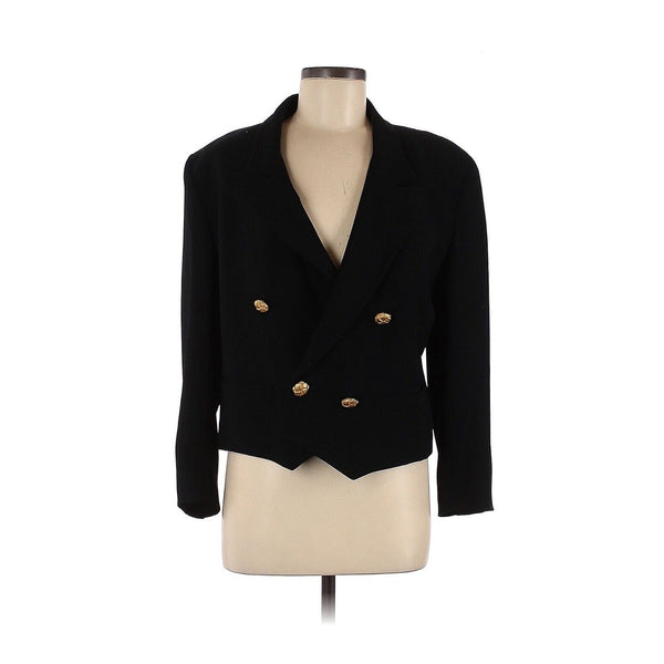 VTG Liz Claiborne Collection Black Crop Tuxedo Blazer Jacket Gold Knot Buttons 6