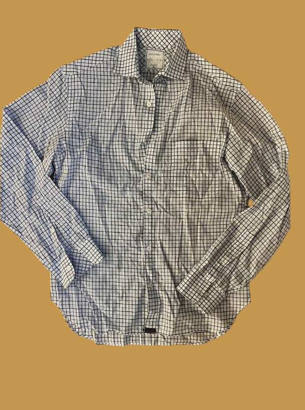 Billy Reid White Check Grid Button Down Standard Cut Small