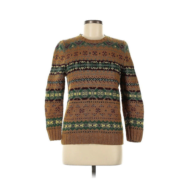 VTG Ralph Lauren Brown Tan Fair Isle Wool Sweater - Medium