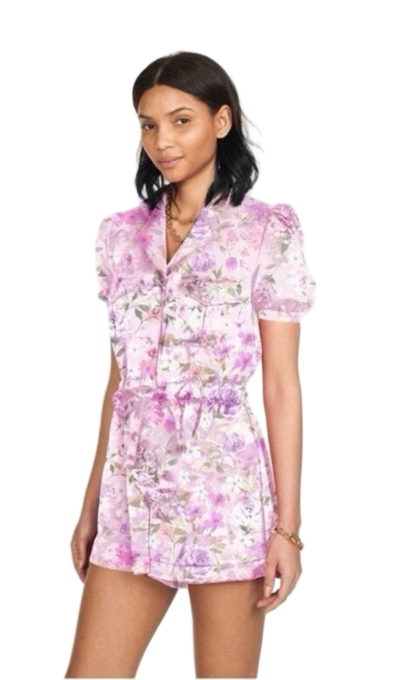 Generation Love Women’s Pink Floral Short Sleeve Romper – Size Small