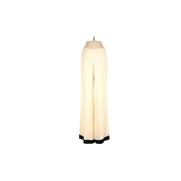 Ralph Lauren Black Label Women's High-Waist Wide-Leg White Silk Blend Trousers Black  Size 2