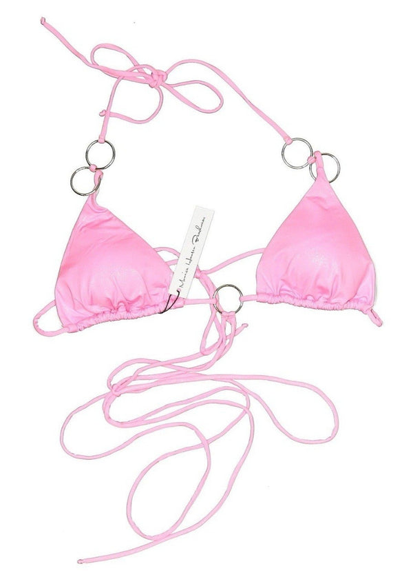 NWT Monica Hansen Beachwear Women's Icon Triangle Bikini Top Azalea Pink Size Medium