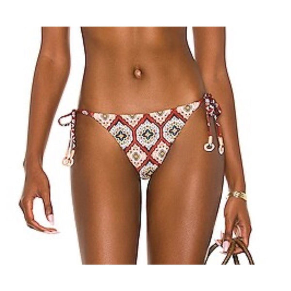 NWT Agua Bendita Women’s Kezia Alegria Aztec Funky Print Beaded Bikini Swim Bottom XL