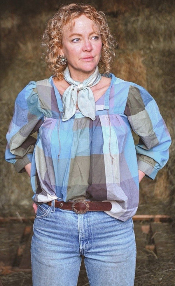 NWT Revivall Women’s Plaid Cotton Blouse – Swing Dance Inspired – Large