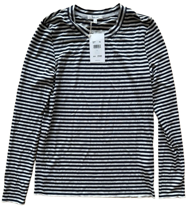 NWT Splendid Women's Striped Grayson Crew Long Sleeve Shirt Size Large