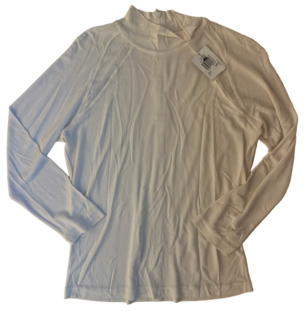 VTG Anne Klein Women’s Cream Silk Mockneck Long Sleeve Blouse – Size Medium