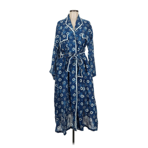 Cynthia Cazort Collins Women’s Navy Blue Print Shirt Dress – Size Medium