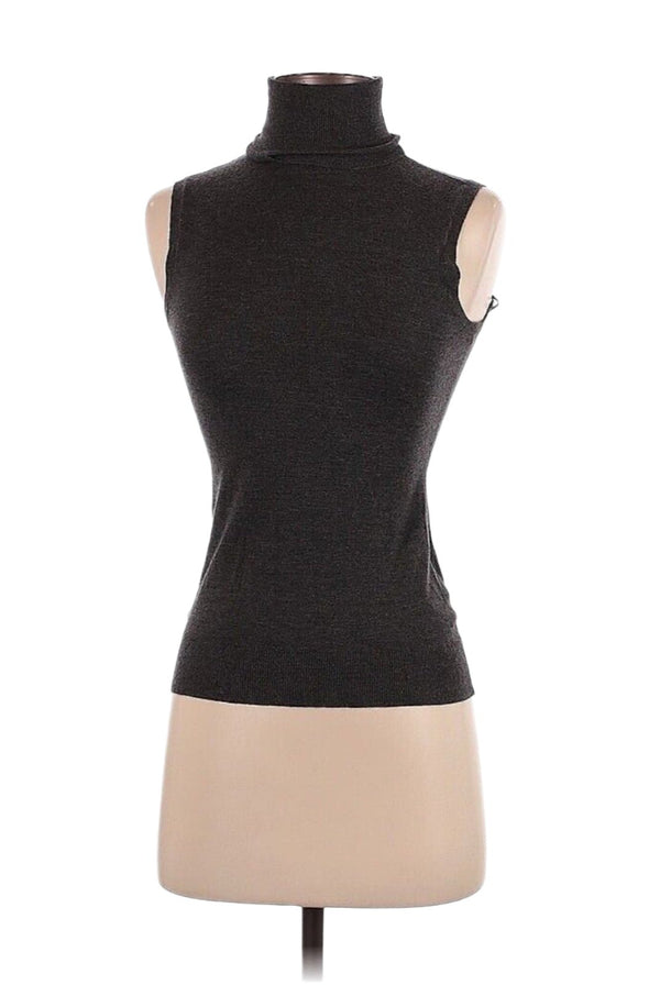 Ralph Lauren Black Label Women's Grey Cashmere Blend Sleeveless Turtleneck Top, Size Small