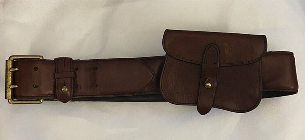 Ralph Lauren Collection Women's Brown Equestrian Double Prong Leather Belt Pouch Bag - Medium