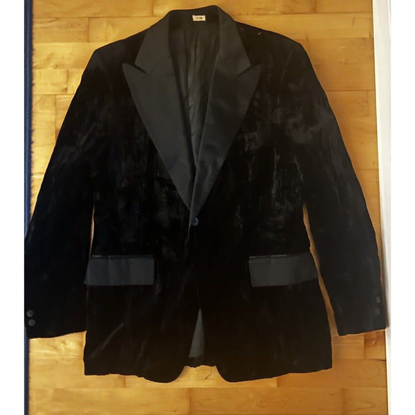 VTG After Six Velvet Blazer Smoking Jacket Lapel 41 Long