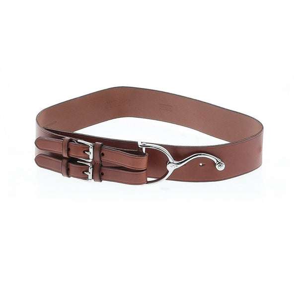 Lauren Ralph Lauren Brown Leather Silver Hook Equestrian Wide Belt – Size Medium (2”)