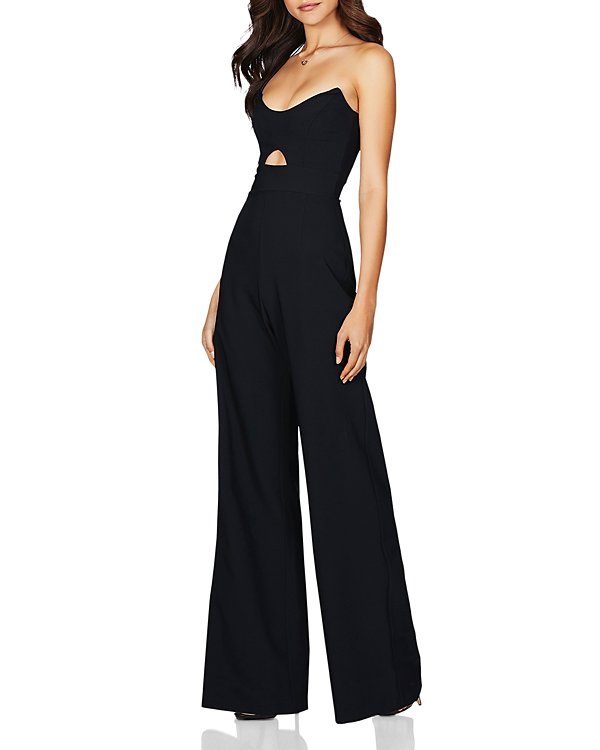 NWT Nookie Diamond Cut Our black wide leg corset Strapless jumpsuit Large