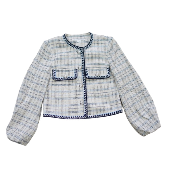 VERONICA BEARD Women's Brim Embroidered Tweed Collarless Blazer – Size 8