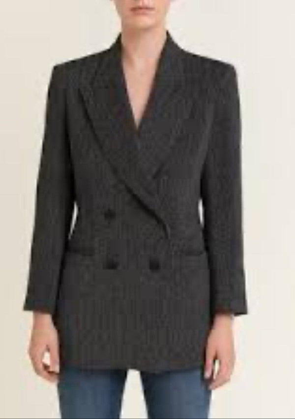 Missoni Women’s Donna Double Breasted Grey Wool Blazer Jacket Made in Italy Size 8