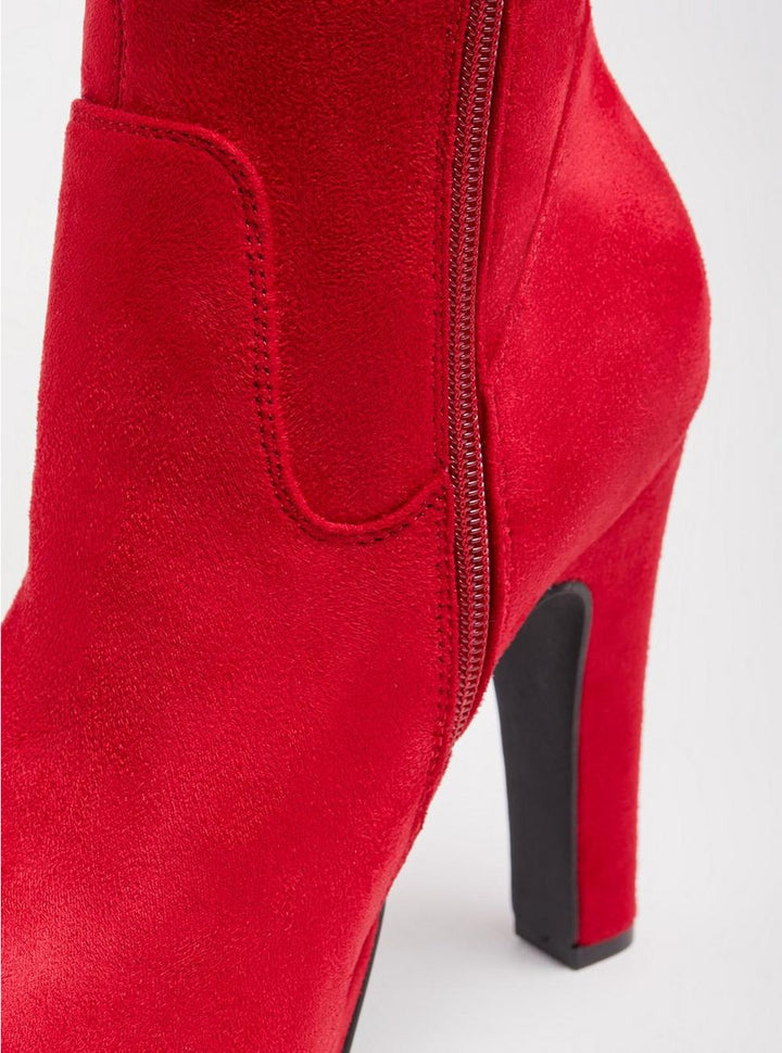 Torrid Women's Platform Over-The-Knee Faux Suede  Wide Calf Boots- Red, Size 11