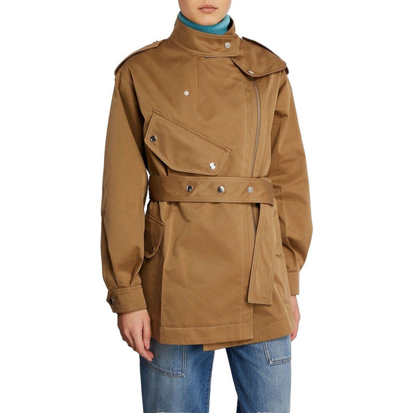 VICTORIA BECKHAM Belted Trench Jacket Brown Khaki Bi-color US 8