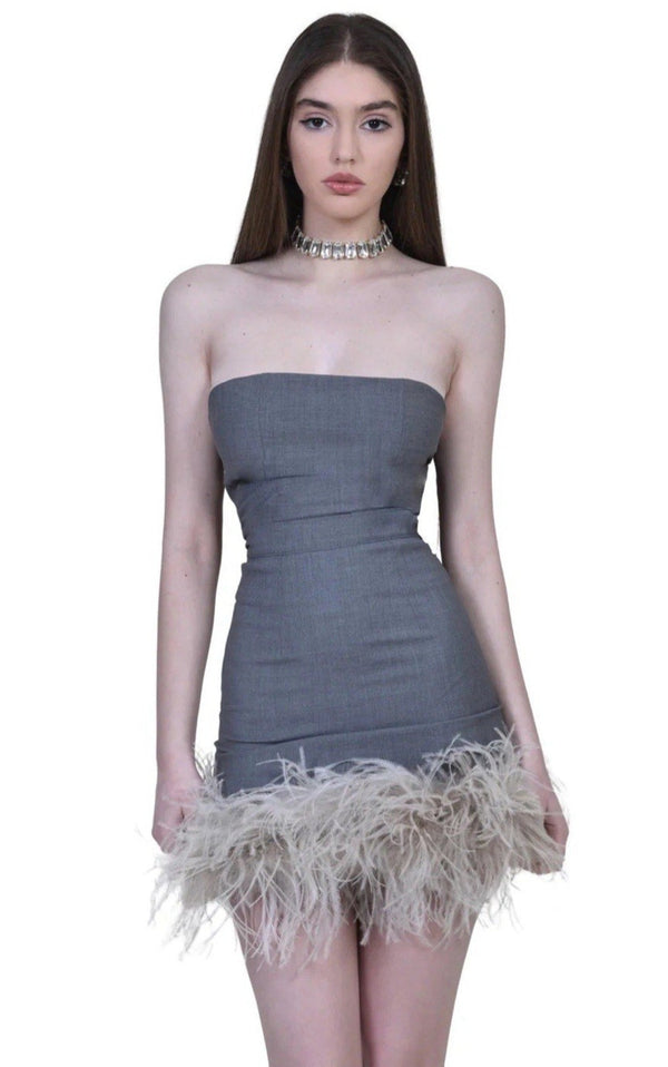 The Archivia Women’s Grey Cotton Feather-Print Mini Skirt – IT 38 / US 4