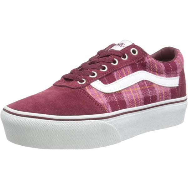 NIB VANS Women's Ward Platform Mix Port Old Skool Maroon Plaid Sneakers Skateboard Shoes Size 9