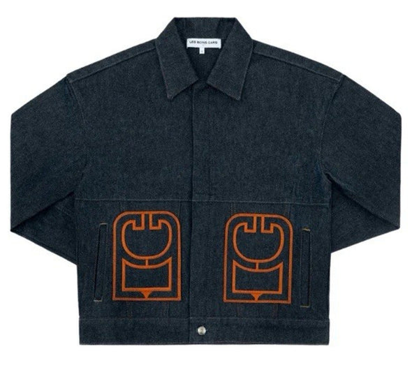 Les Bons Gars Women’s Embroidered Denim Jacket – Dark Blue – Size XS