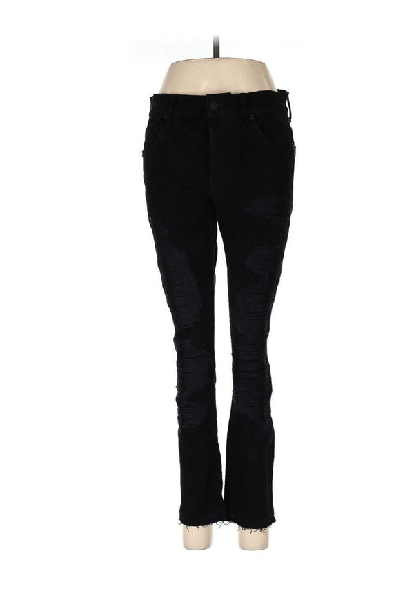 RTA Black Lamb Leather Skinny Soft Suede Jeans Distressed 25 X 29