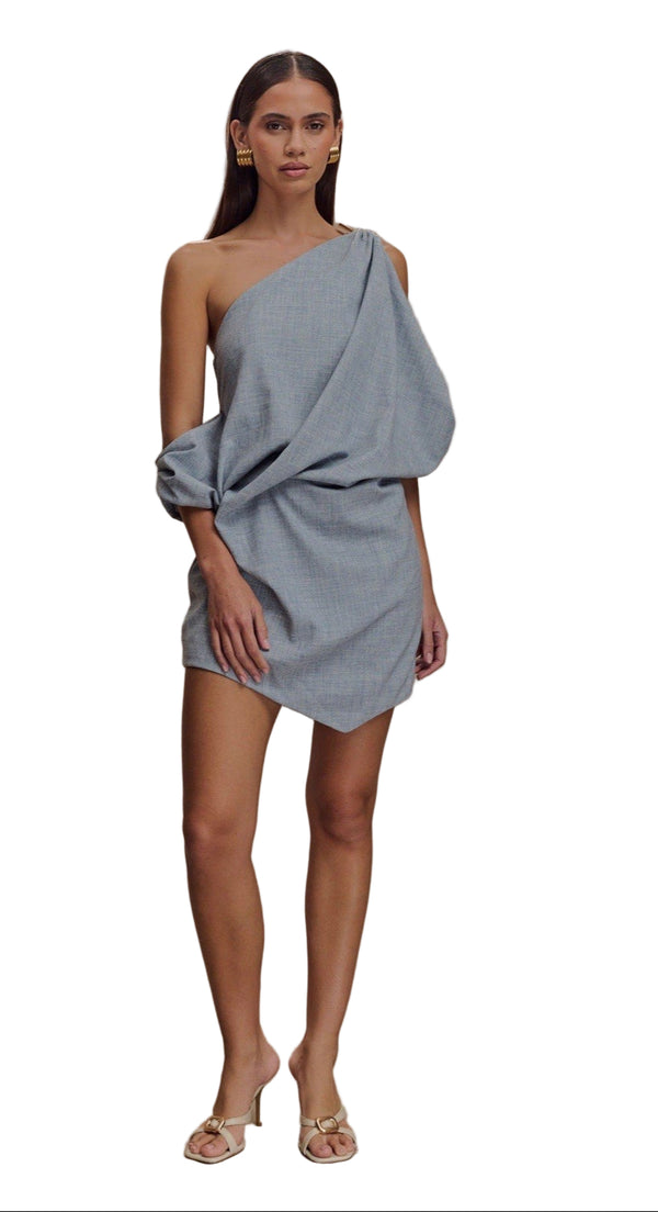 NWT Meshki Women's Gabriella Draped Mini Dress – Grey, Size Medium
