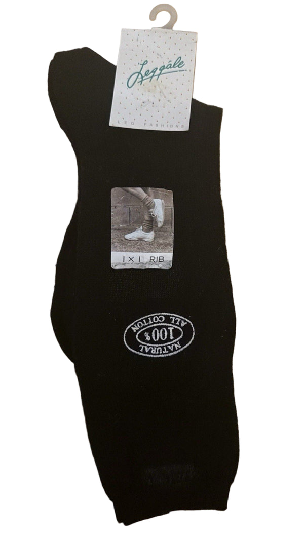 VTG Leggale Wool Blend Ribbed Socks – Black, Size 9-11