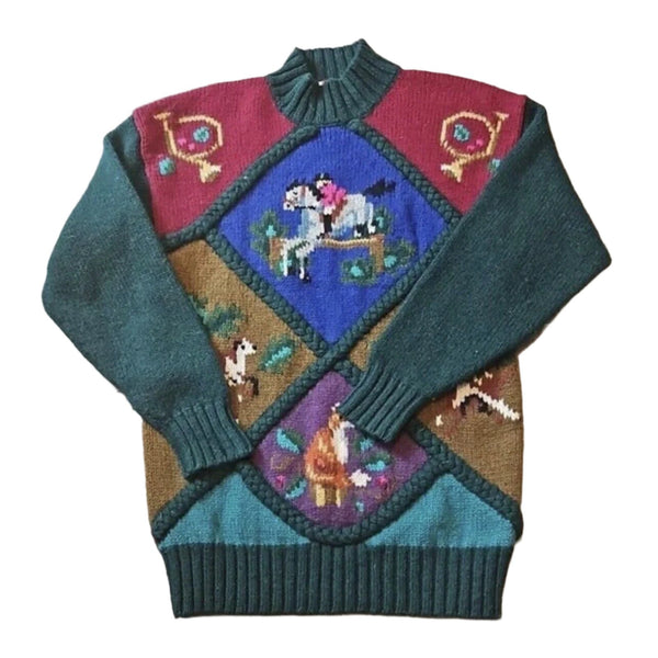 VTG Millers Women's Equestrian Fox Hunting Cowgirl Sweater Western Rodeo Graphic, Size Large