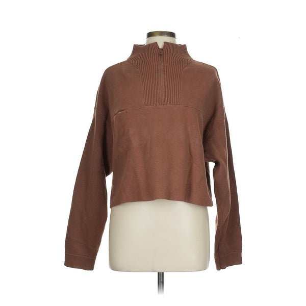 Lunya Women's Cotton Silk Blend Quarter Zip Sweater – Humble Brown (Size Large)