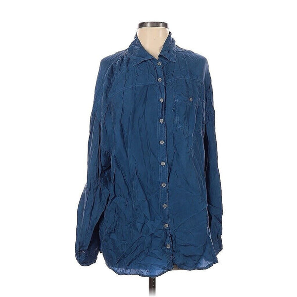 Johnny Was Pete and Greta Silk Shirt Womens Blue Button Up Relaxed Fit Small