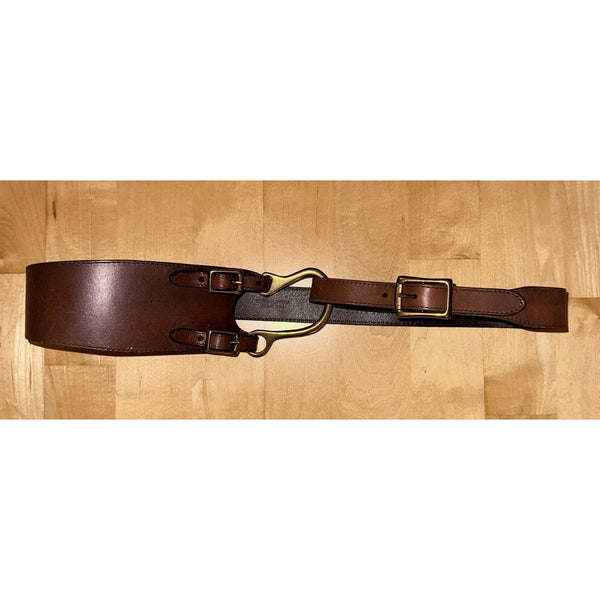 Lauren Ralph Lauren Brown Leather Brass Gold Tri Strap Equestrian D Ring Belt L