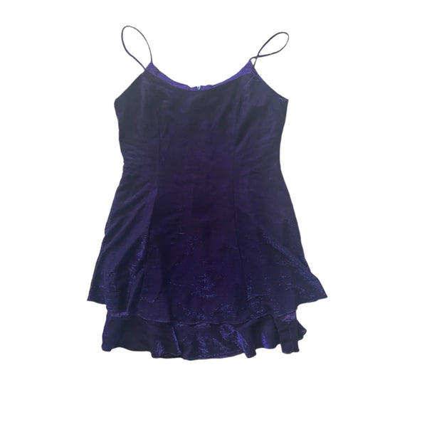 VTG Steppin Out Women's Purple Iridescent Y2K Mini Dress – Size 13/14