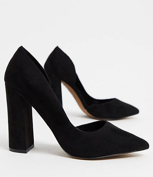 ASOS Women's Wide Fit Walter D'Orsay High Heel Faux Suede Shoes - Black, Size 11