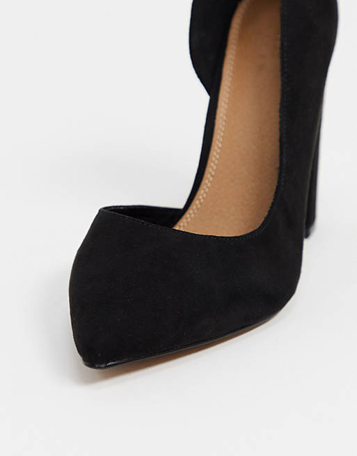 ASOS Women's Wide Fit Walter D'Orsay High Heel Faux Suede Shoes - Black, Size 11