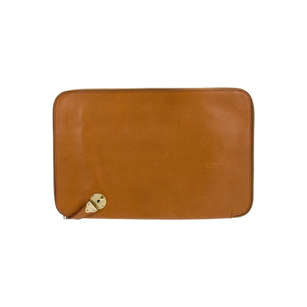 RALPH LAUREN Purple Label Collection Tan Cognac Leather Zipper Portfolio Case