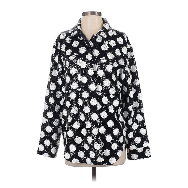 NWT Anthropologie Women's Maeve Sequined Shirt Jacket – Black & White, Small