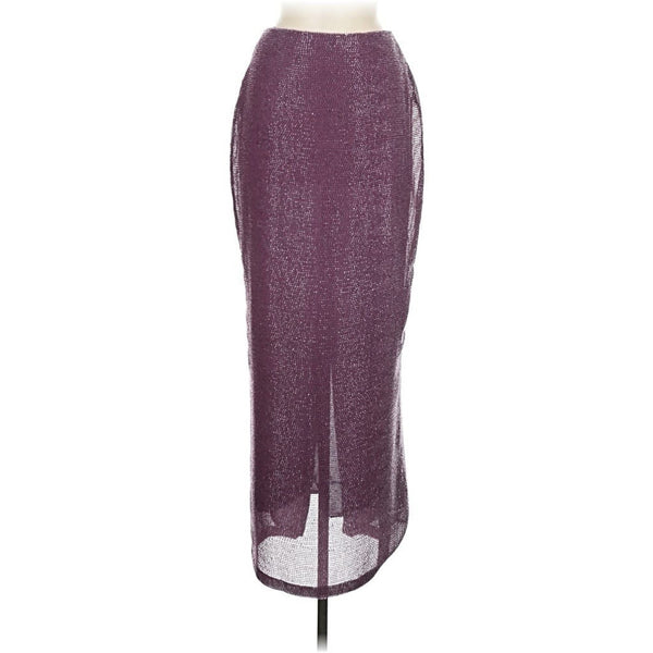 VTG H BY halston Purple Silk Beaded Session Studded Midi Layered Sheer Skirt 8