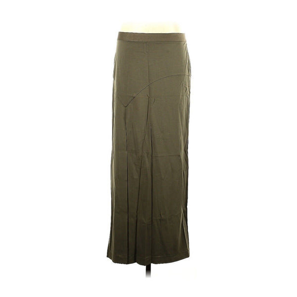 Polo Ralph Lauren Green Midi Skirt Slit Stretch Cotton Blend Lined Small