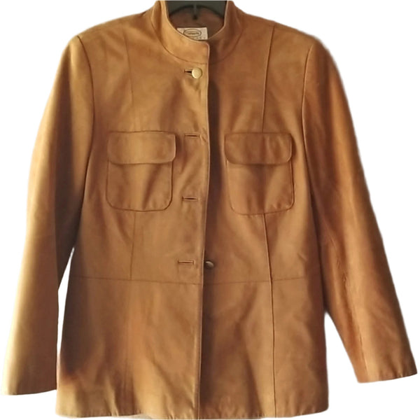 Talbots Women's Brown Tan Suede Leather Western Classic Jacket - Size 6