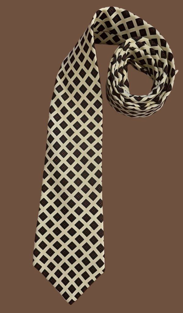 Liberty Of London Beige Geo Dot Print Neck Tie Silk Western Classic Equestrian