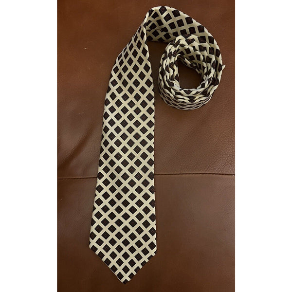 Liberty Of London Beige Geo Dot Print Neck Tie Silk Western Classic Equestrian