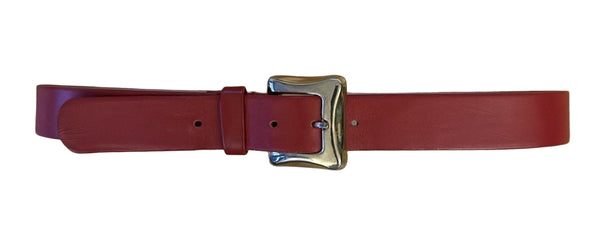 VTG Pearl Accessories Red Leather Belt w/ Gold Buckle – Medium, Made in USA