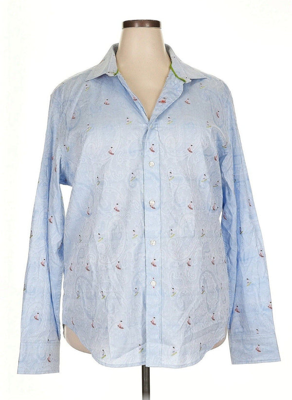 Robert Graham Women’s Limited Edition Surfer Print Shirt – Blue – 2XL