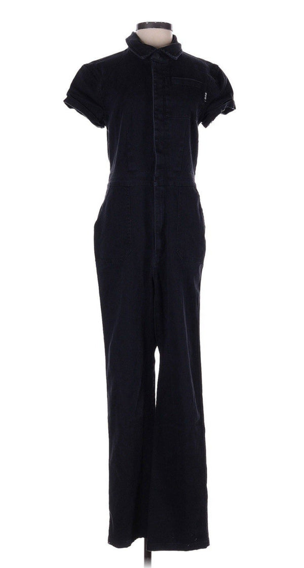twyld Women's Pit Crew Black Short Sleeve Jumpsuit Coverall Size XS